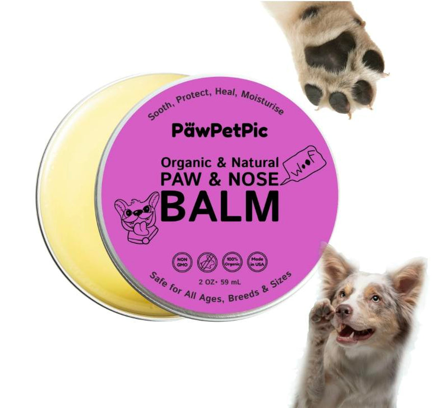 Pawpetpic Organic Dog Paw and Nose Balm with Shea Butter and Coconut Oil - Anti-Itch Relief for Cracked Skin Pawcleaner Pawprotector