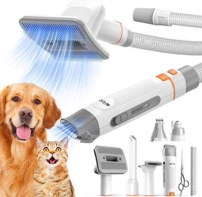 Afloia Pet Hair Vacuum Attachments with Universal Adapter, 8 in 1 Dog Clippers Pet Brush Nail Trimmer Grinder Comb & Scissors, Compatibles with Dyson, Shark, Bissell, Eureka, Dirt Devil, Etc