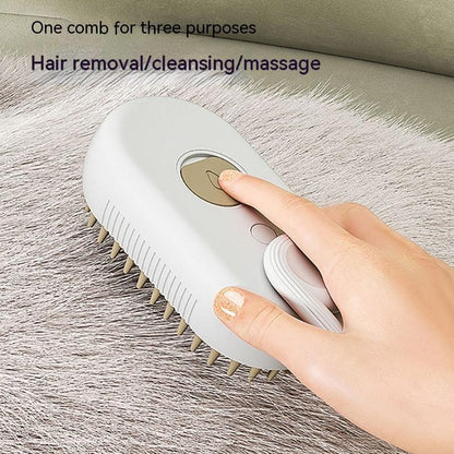 Cat Dog Pet Spray Massage Brush with Steam Spray Function and Rotatable Hair Removal Comb