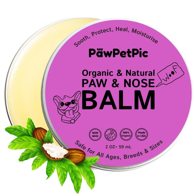 Pawpetpic Organic Dog Paw and Nose Balm with Shea Butter and Coconut Oil - Anti-Itch Relief for Cracked Skin Pawcleaner Pawprotector