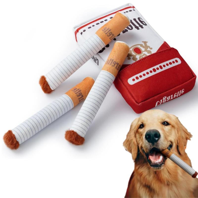 Gift for Pets, Cigarette Design Dog Toy, 4 Counts/Set Interactive Chew Toy with Squeaky Sound, Fun and Novelty Design Dog Toy, Perfect for Puppies, Small and Medium Dogs