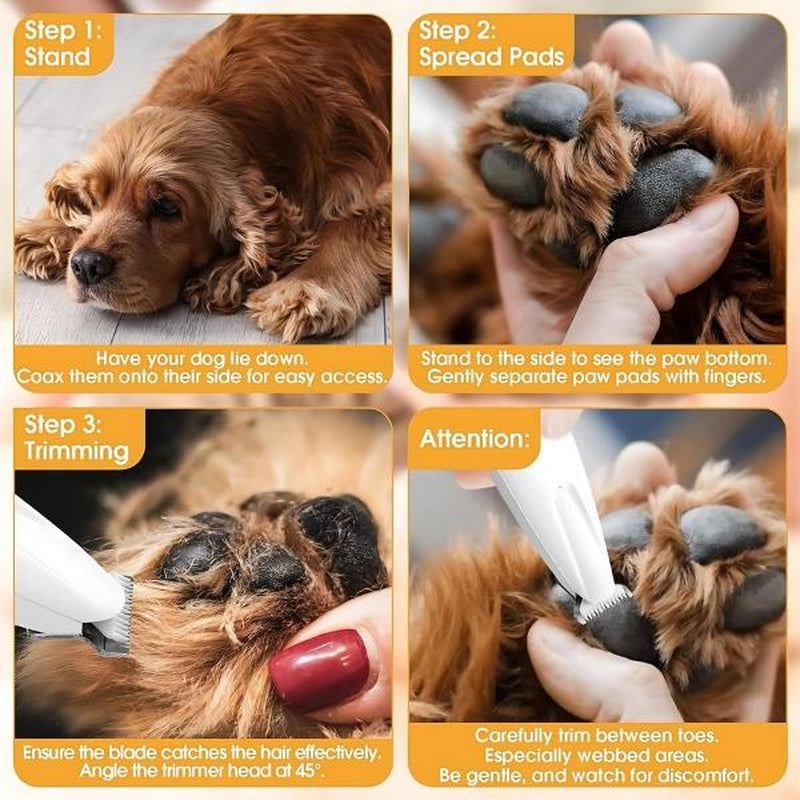 2024 New Pet Paw Trimmer - Water Proof - Rechargeable Pet Shaver with LED Light for Dogs and Cats Dog Paw Cat Nail Large Dog Pet Paw