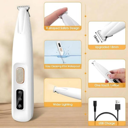 2024 New Pet Paw Trimmer - Water Proof - Rechargeable Pet Shaver with LED Light for Dogs and Cats Dog Paw Cat Nail Large Dog Pet Paw