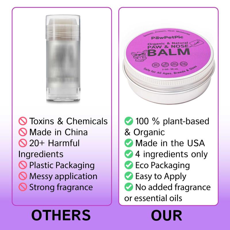 Pawpetpic Organic Dog Paw and Nose Balm with Shea Butter and Coconut Oil - Anti-Itch Relief for Cracked Skin Pawcleaner Pawprotector